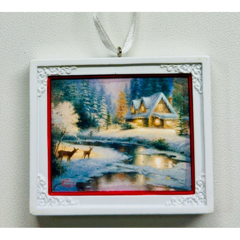 Hallmark Thomas Kinkade Ornament Painter of Light Seasons Deer Creek Cottage1995